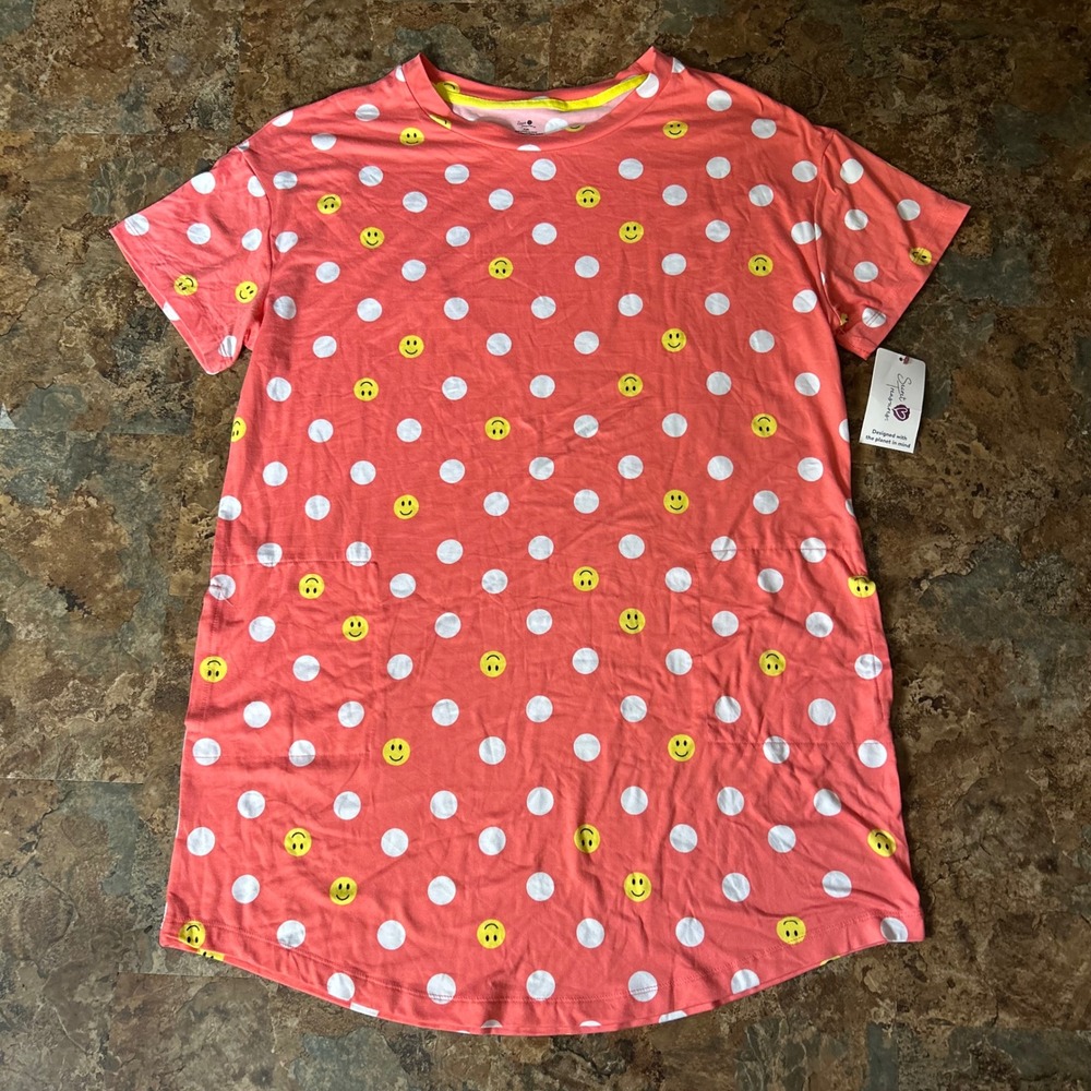 Secret Treasures Smiley Face Nightgown Women Size Small-Medium Orange Pajamas